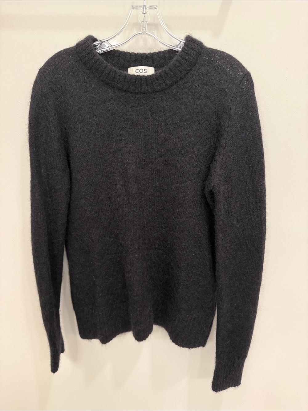 COS Men's Charcoal Crewneck Mohair-Blend Sweater